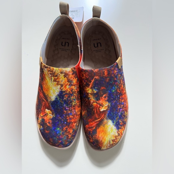 UIN Women’s Slip On Sneaker Casual Loafers Art Painted Walking Shoes - Picture 3 of 5